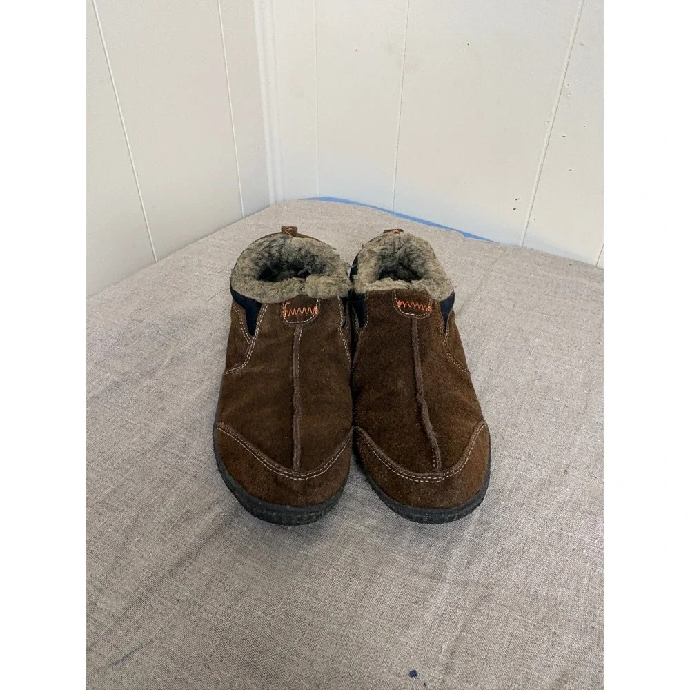 Clarks Suede Slip On Loafers Mens 10M Brown Faux Fur Lined JMH1295